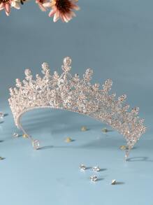 鑽石裝飾新娘頭帶，皇家頭飾 - 玫瑰金 - 查看 4