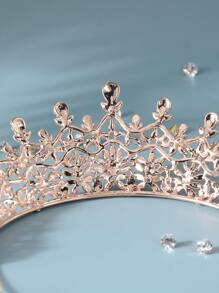 鑽石裝飾新娘頭帶，皇家頭飾 - 玫瑰金 - 查看 5