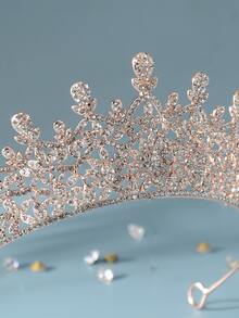 鑽石裝飾新娘頭帶，皇家頭飾 - 玫瑰金 - 查看 6