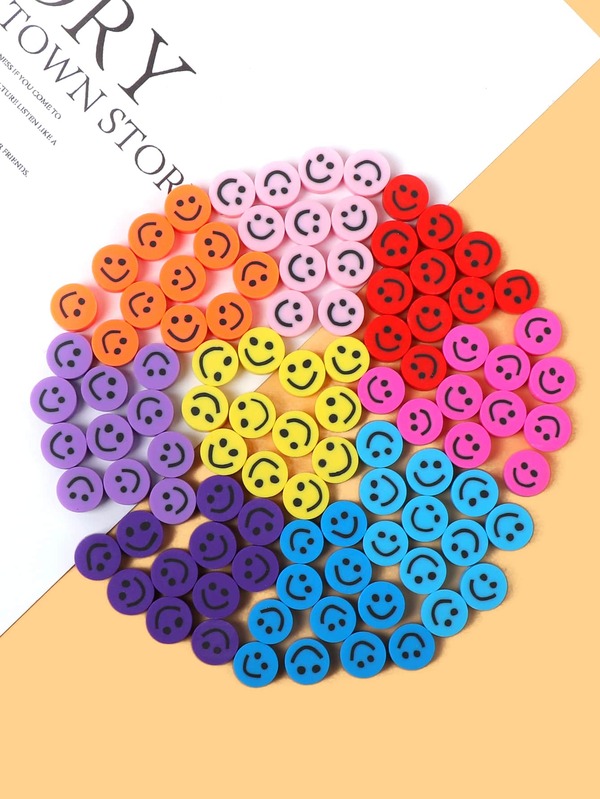 100入組彩色微笑圖案DIY釘珠