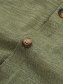 SHEIN 男婴童拼接邊前紐扣連身短褲 - 軍綠色 - 查看 6