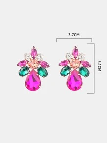 Hoa tai đinh tán trang trí rhinestone - Nhiều màu - Xem 4