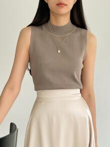 DAZY 高領毛衣背心 - 摩卡棕 - 查看 4