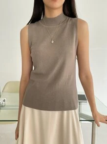 DAZY 高領毛衣背心 - 摩卡棕 - 查看 5