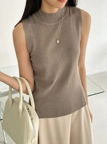 DAZY 高領毛衣背心 - 摩卡棕 - 查看 6