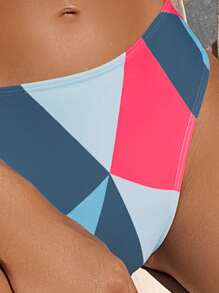 SHEIN Swim Bikini De Bloques De Color Para La Playa De Verano - Celeste - Ver 5