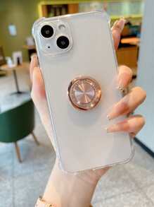透明手機殼帶圓環支架 - 玫瑰金 - 查看 2