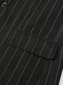 Manfinity Hombres Blazer de rayas con botón - Negro - Ver 5