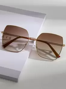 1pc Women's Metal Geometric Oversized Sunglasses, Face Flattering For Beach Vacation, Travel, Party, UV Protection, Essential Accessory For Summer Fashionable Shade Elegant Outfit Family Outings Travel Vacation Holiday