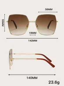 1pc Women's Metal Geometric Oversized Sunglasses, Face Flattering For Beach Vacation, Travel, Party, UV Protection, Essential Accessory For Summer Fashionable Shade Elegant Outfit Family Outings Travel Vacation Holiday