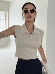 DAZY Top Corto Con Cuello