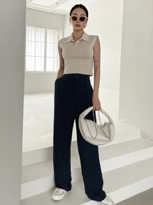 DAZY Top Corto Con Cuello