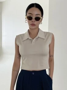 DAZY Top Corto Con Cuello