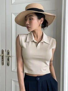 DAZY Top Corto Con Cuello