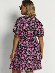 Breezaya 大碼滿版印花連衣裙不附帶腰帶 - 粉色 - 查看 2