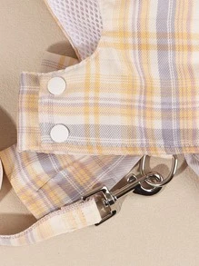 1set Polyester Plaid Bowknot Harness With Leash For Small Breed Dogs, Suitable For Outdoor Walking - Multicolor - View 4
