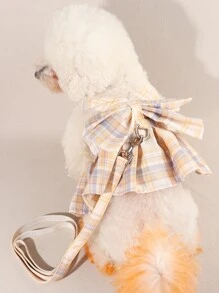 涤纶JK格子裙胸带牵引绳猫狗项圈牵引套装适合户外遛小型猫狗（产品比较小，建议购买大1-2码） - 彩色 - 查看 4