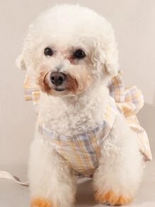 涤纶JK格子裙胸带牵引绳猫狗项圈牵引套装适合户外遛小型猫狗（产品比较小，建议购买大1-2码） - 彩色 - 查看 6