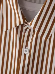 Manfinity Homme Men Striped Shirt & Drawstring Waist Shorts Without Tee - Multicolor - View 3