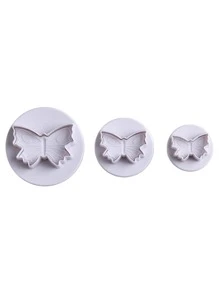 3入組蝴蝶形狀餅乾郵票 - 白色 - 查看 3