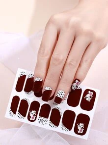 Beauty Sticker 1張卡通奶牛圖案美甲貼紙和1入組指甲銼 - 彩色 - 查看 5