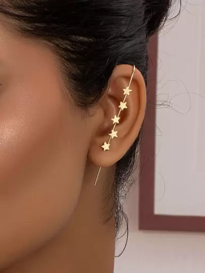 1入組星形裝飾爬行鉤耳環