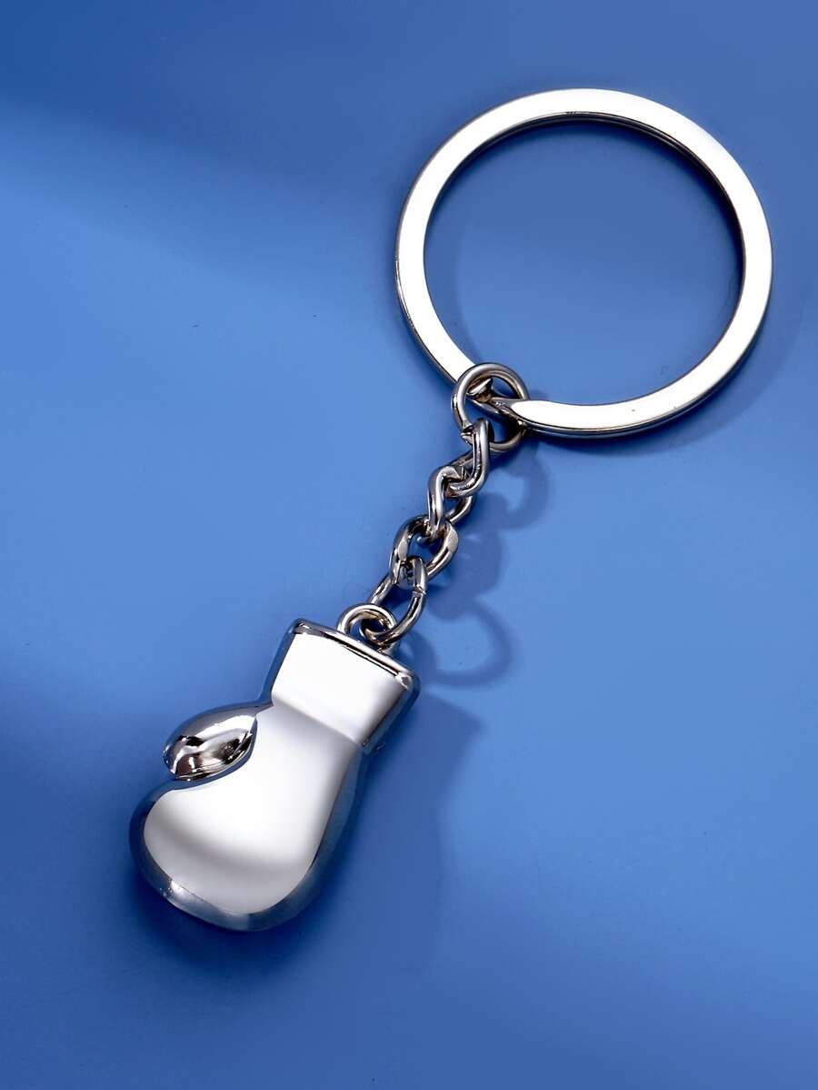 1 pieza Llavero de guante de boxeo para hombre, colgante de guante de boxeo en miniatura de aleación 3D, llavero para bolso y regalo de actividad del gimnasio de boxeo, regalo para novio - Plateado - Ver 1