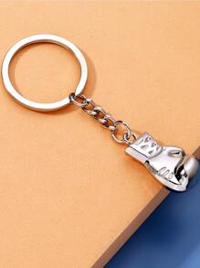 1 pieza Llavero de guante de boxeo para hombre, colgante de guante de boxeo en miniatura de aleación 3D, llavero para bolso y regalo de actividad del gimnasio de boxeo, regalo para novio - Plateado - Ver 2