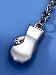 1 pieza Llavero de guante de boxeo para hombre, colgante de guante de boxeo en miniatura de aleación 3D, llavero para bolso y regalo de actividad del gimnasio de boxeo, regalo para novio - Plateado - Ver 3