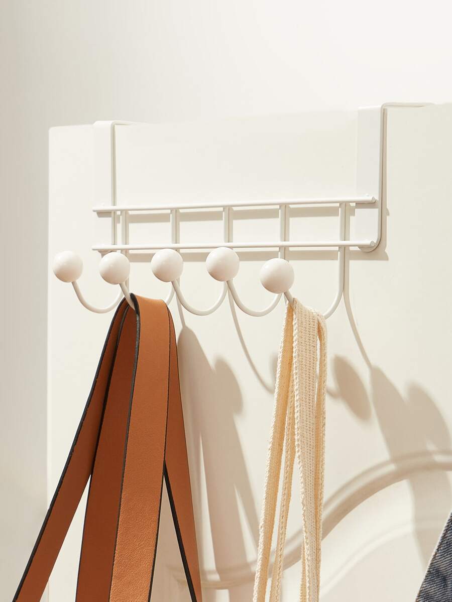 SHEIN Basic living BASIC LIVING Trên Cửa Trang Trí 5 Móc Giá Treo- Màu Trắng - trắng - Xem 1