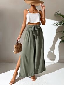 SHEIN Tall Cami Top & Split Hem Trousers - Multicolor - View 3