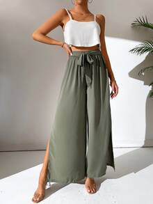 SHEIN Tall Cami Top & Split Hem Trousers - Multicolor - View 4