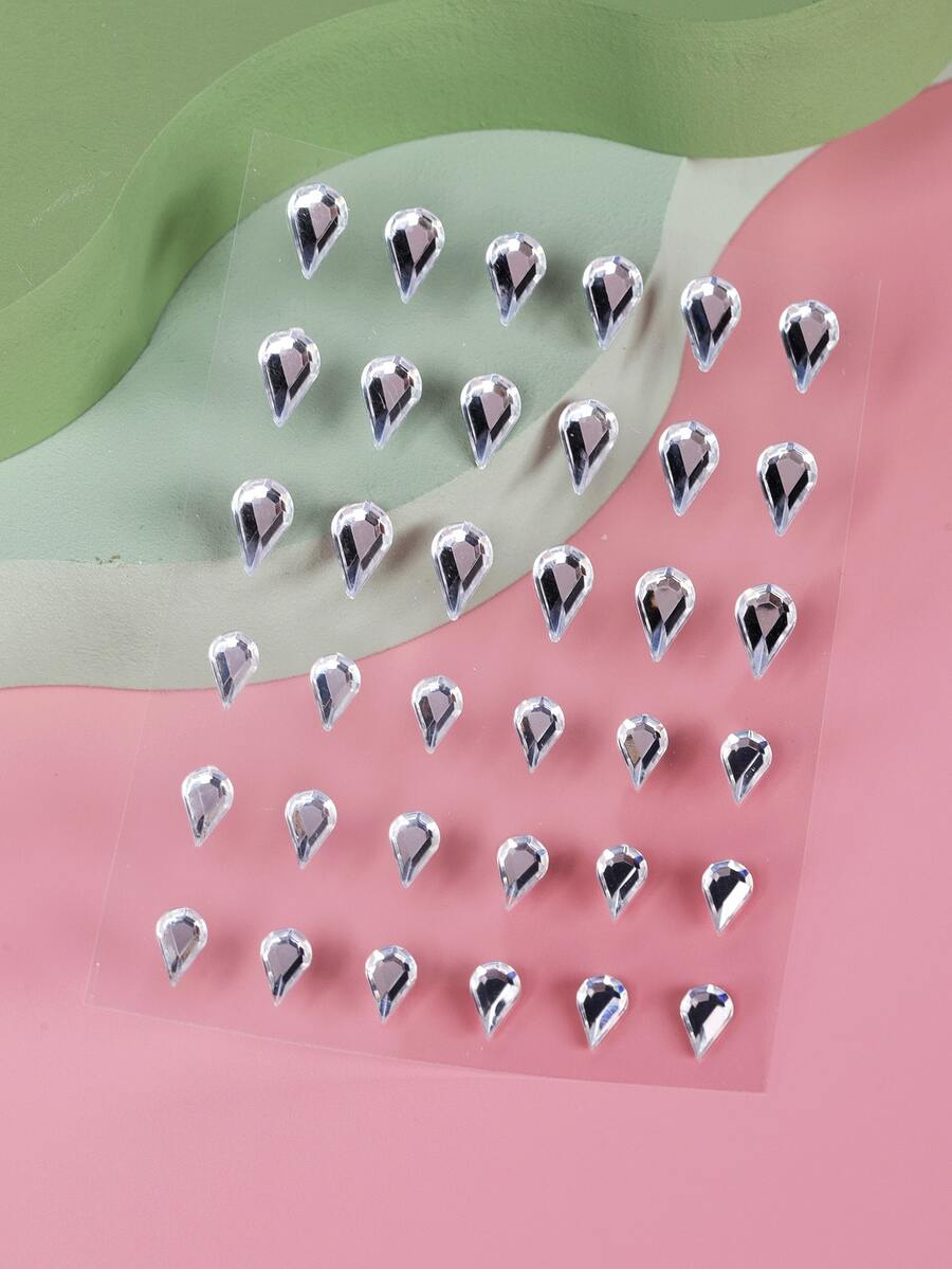 1sheet Rhinestone Eye Tattoo Sticker - White - View 1