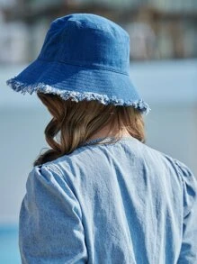 LEAJOURNO. 2024春夏新品男女皆宜休閒簡約設計漁夫帽，適合戶外活動防曬 - 藍色 - 查看 7