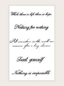 1 hoja Pegatina tatuaje con estampado de letra - Negro - Ver 1