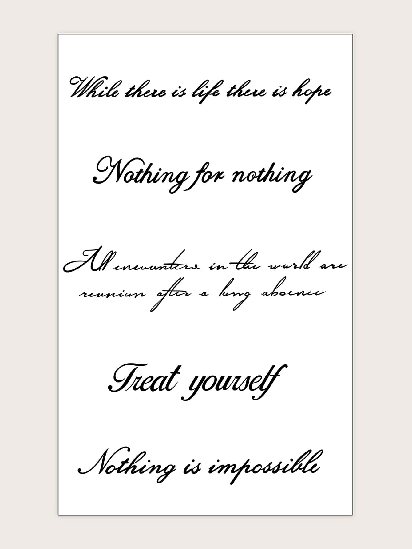 1 hoja Pegatina tatuaje con estampado de letra - Negro - Ver 1