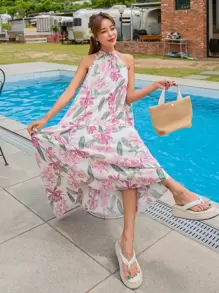 DAZY Vestido de vuelo con estampado floral - Multicolor - Ver 4