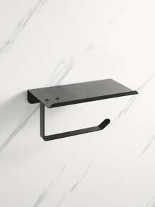 1pc Portable Bathroom Toilet Paper Holder Wall Mount - Black, For Daily Home Use - Black - View 2