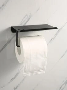 1pc Portable Bathroom Toilet Paper Holder Wall Mount - Black, For Daily Home Use - Black - View 3