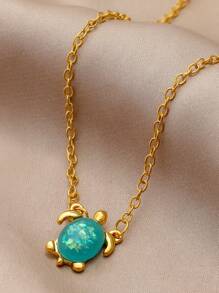 Collar con colgante tortuga - Amarillo Oro - Ver 2