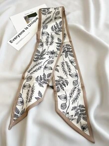 1pc Women Fashion Floral Print Scarf For Daily Elegant Skinny Scarf,Hair Band,Head Band Ideal For Dressing Up Your Look - Brown - View 2