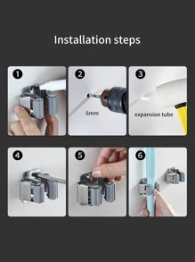 1pc Stainless Steel Mop Holder - Silver - View 5