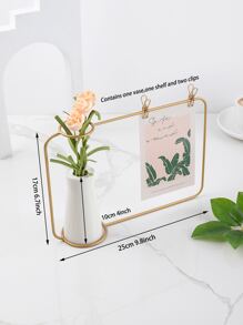 1 件多功能金屬相框裝飾帶瓶子,金色鐵藝家居桌面裝飾 - 金色 - 查看 3