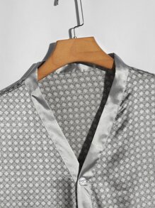 Men Allover Print Lounge Set - Grey - View 3