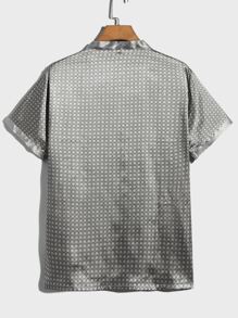 Men Allover Print Lounge Set - Grey - View 7