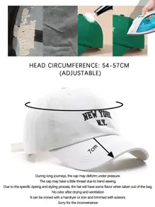 Women's Embroidered Letter Baseball Cap, Fashionable And Versatile Sun Hat With Large Brim For Sun Protection - White - View 4