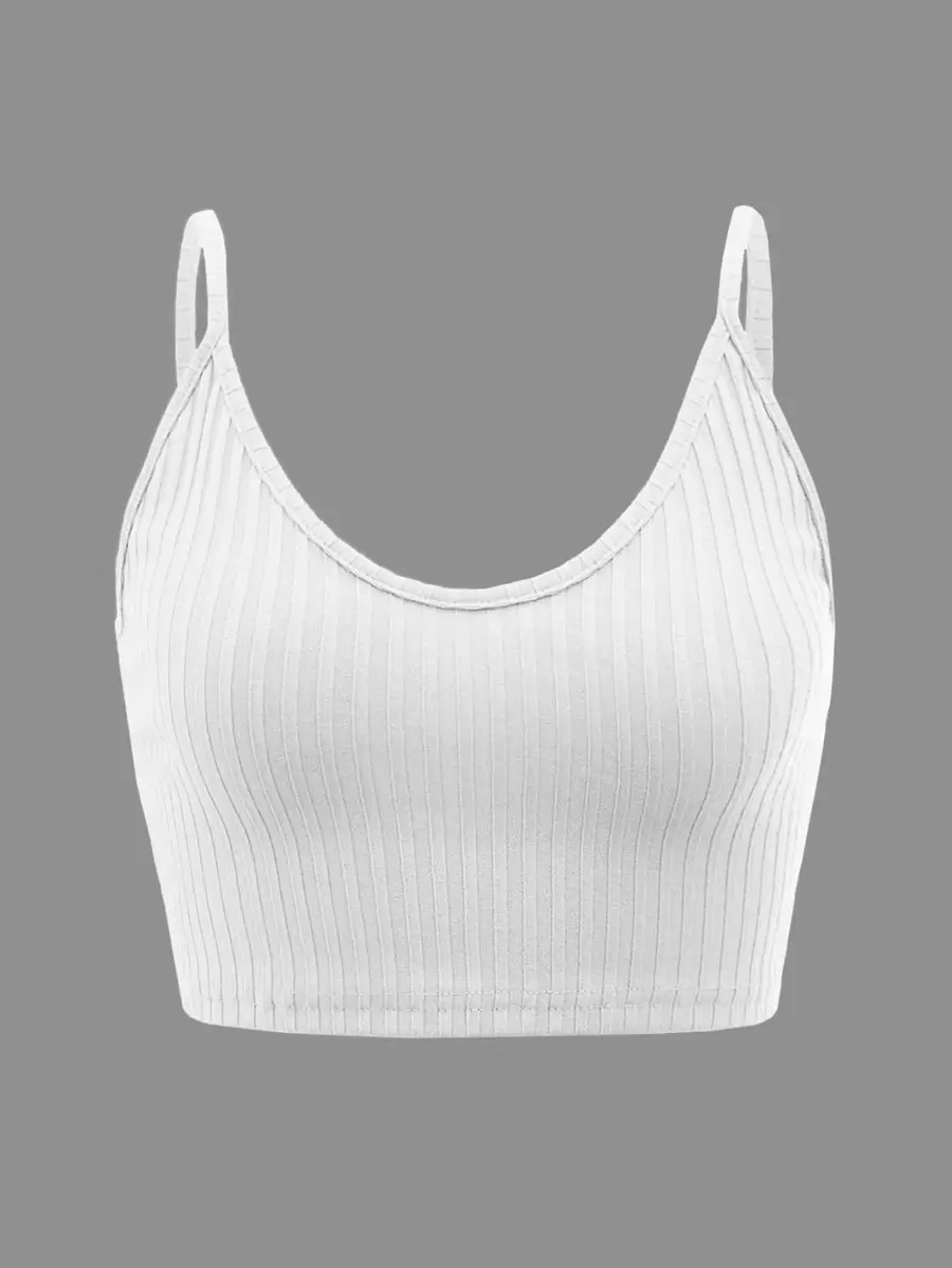 EURMUSE Solid Crop Cami Top - White - View 1