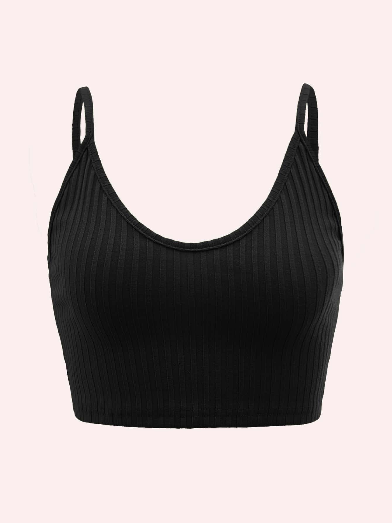 EURMUSE Top de tirantes crop unicolor - Negro - Ver 1