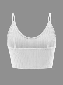 EURMUSE Solid Crop Cami Top - White - View 2