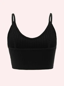 EURMUSE Top de tirantes crop unicolor - Negro - Ver 2